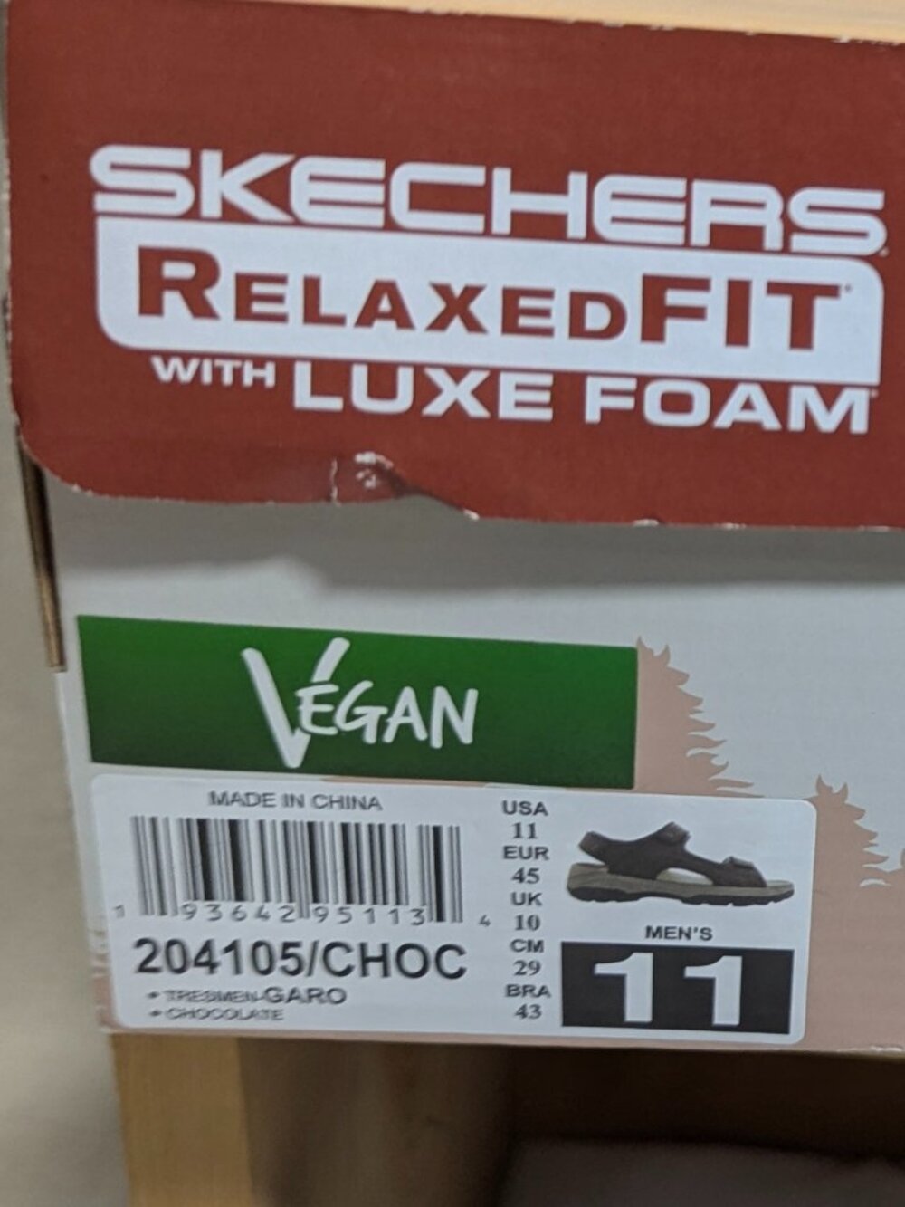 NIB Skechers Size 11 Tresmen Garo Chocolate Colored Sandals With Velcro - Picture 2 of 13